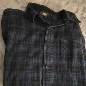 Double RRL Ralph Lauren Blue and Black Plaid Shirt